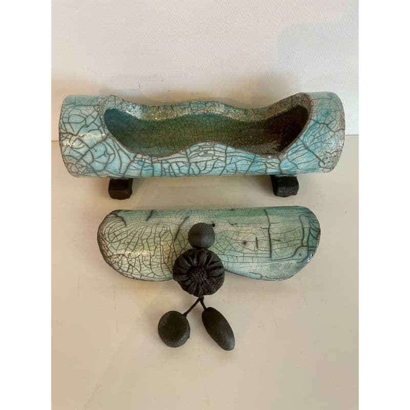 Boîte "Lagon" bleu/vert Céramique Raku — 7