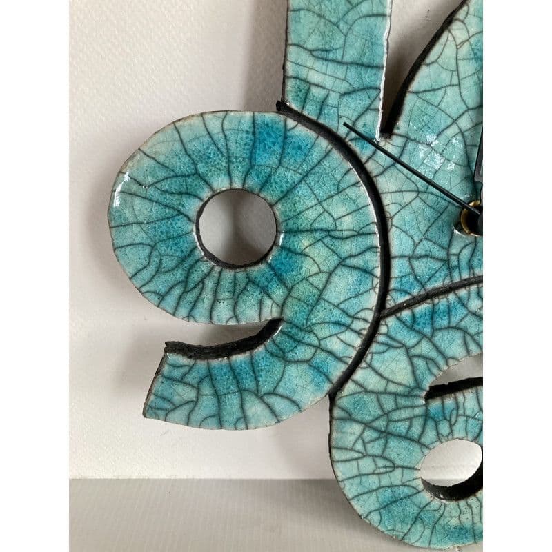 Pendule céramique raku bleu — 2