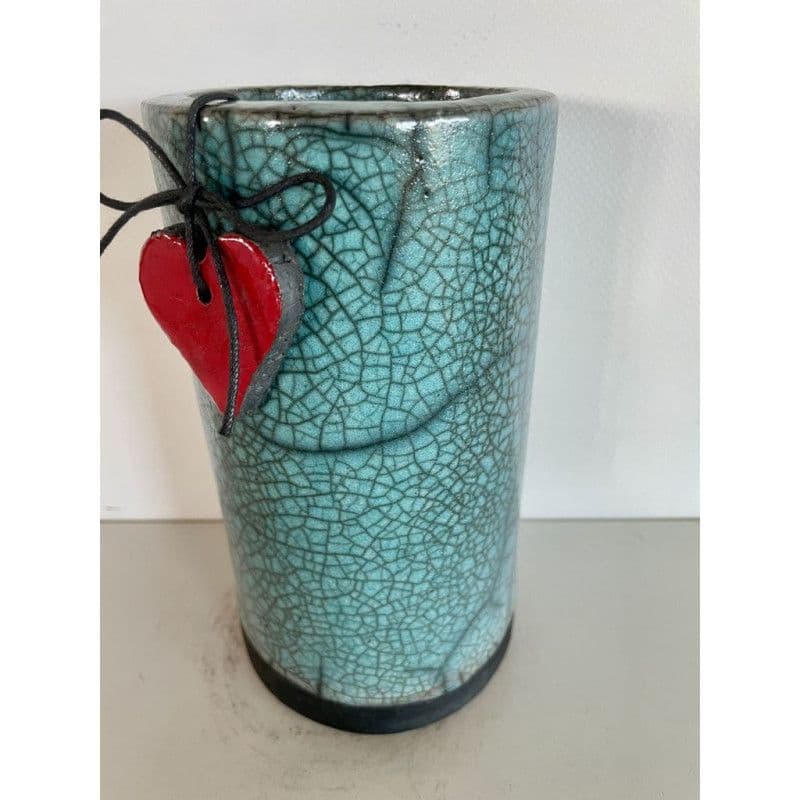 Vase Céramique Raku avec Son Petit Coeur Rouge — 8