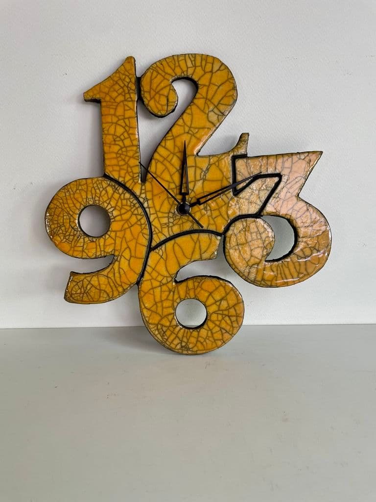 Pendule Céramique Raku Jaune