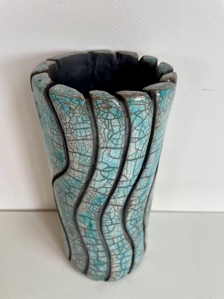 Superb Raku Ceramic Crocodile Vase — 6