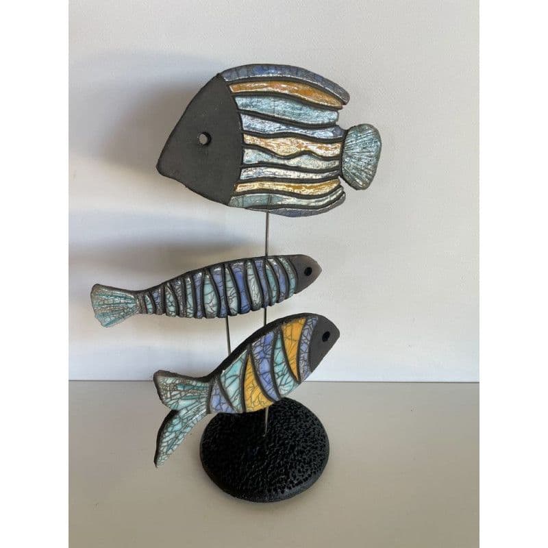 Banc de Poissons Colorés Céramique Raku — 2