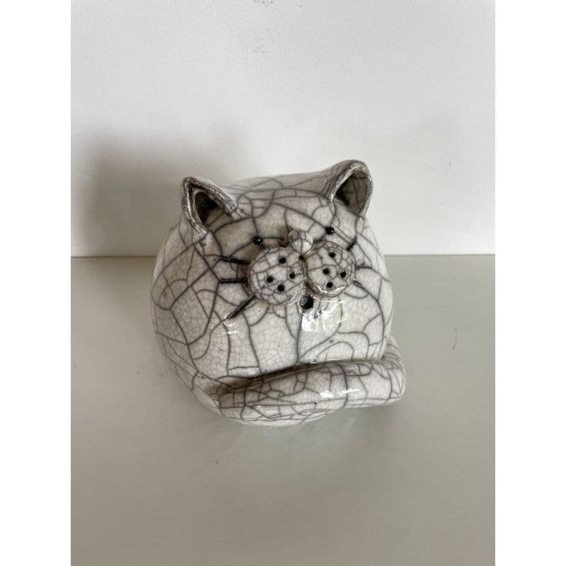 Chat "Cachou" Céramique Raku