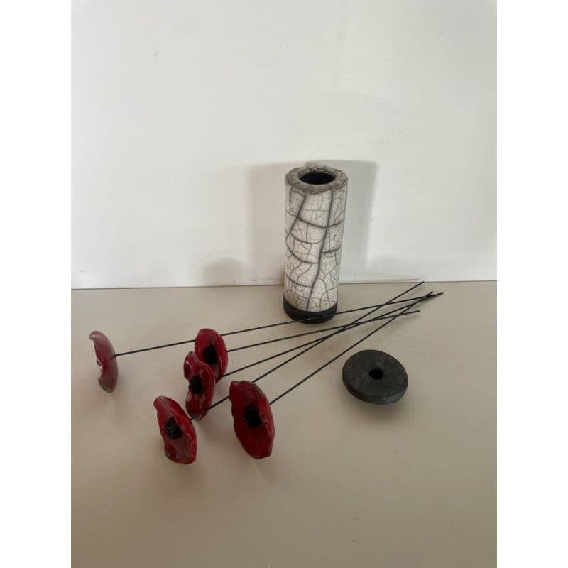 Soliflore et ses Coquelicots Céramique Raku — 8