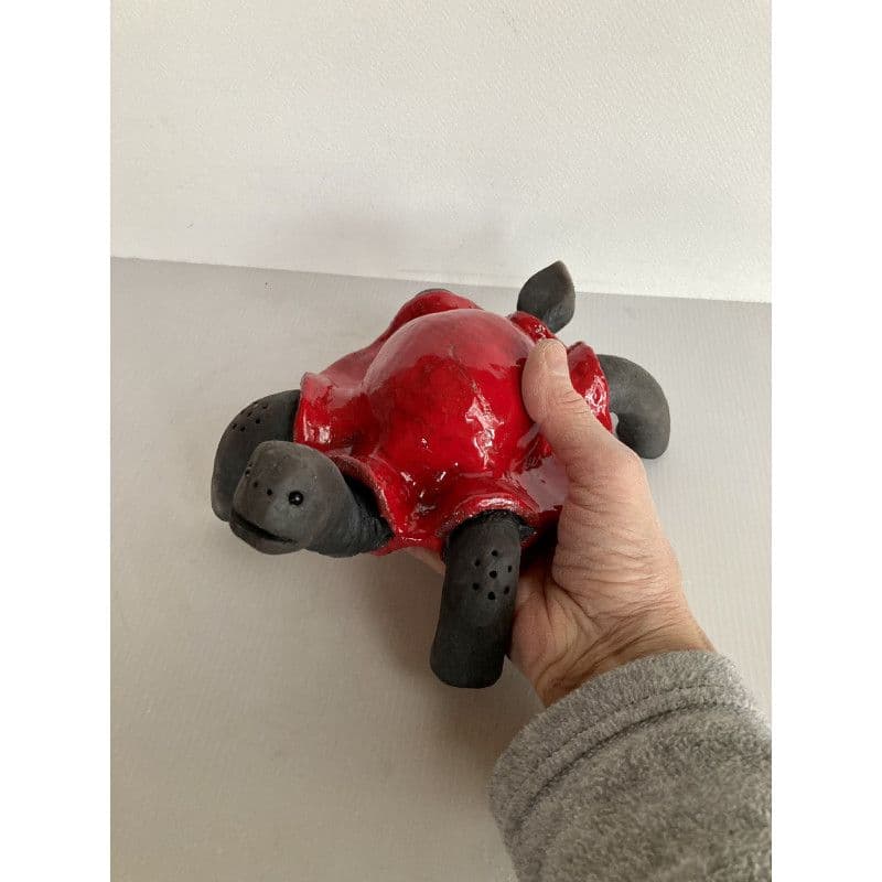 Tortue en céramique raku rouge — 6