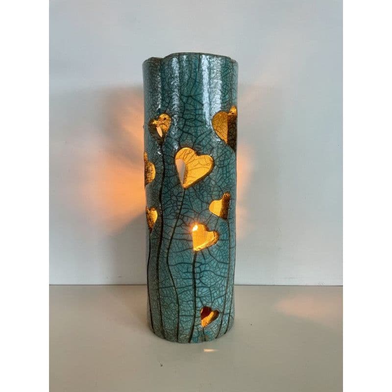 Lampe "Coeurs" Céramique Raku