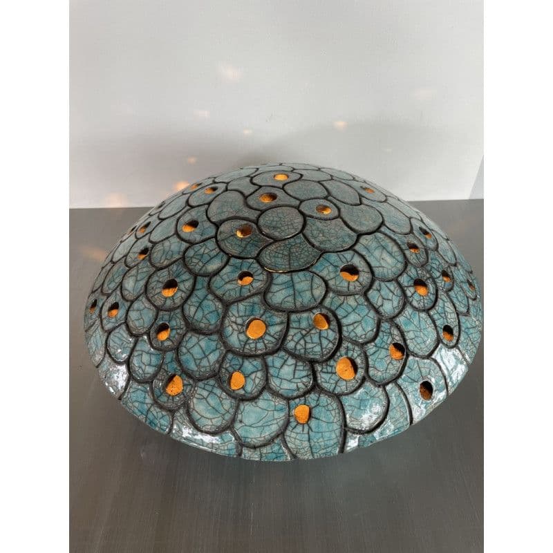 Lampe "Astre" Céramique Raku Bleu — 2