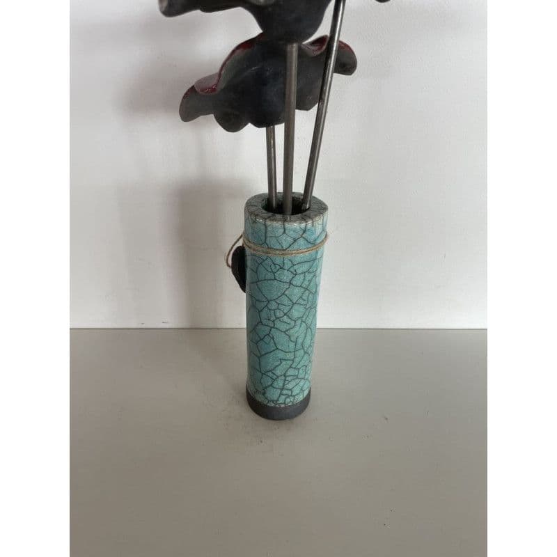 Vase Céramique Raku et ses 3 fleurs — 5