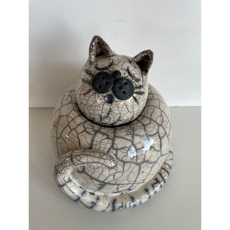 Grande Boîte Chat Céramique Raku