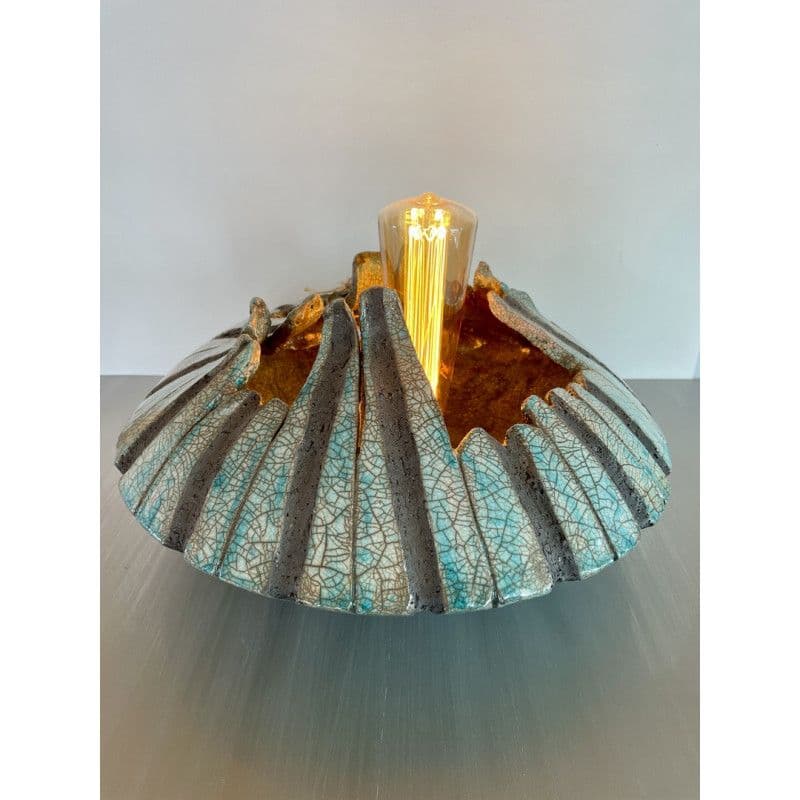 Lampe "Lunaire" Céramique Raku Bleu/Vert — 4
