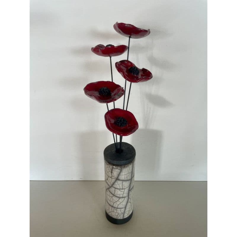 Soliflore et ses Coquelicots Céramique Raku — 3