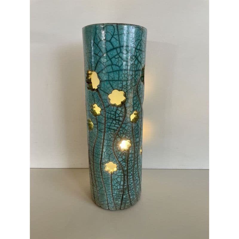 Lampe "Fleurs" céramique Raku