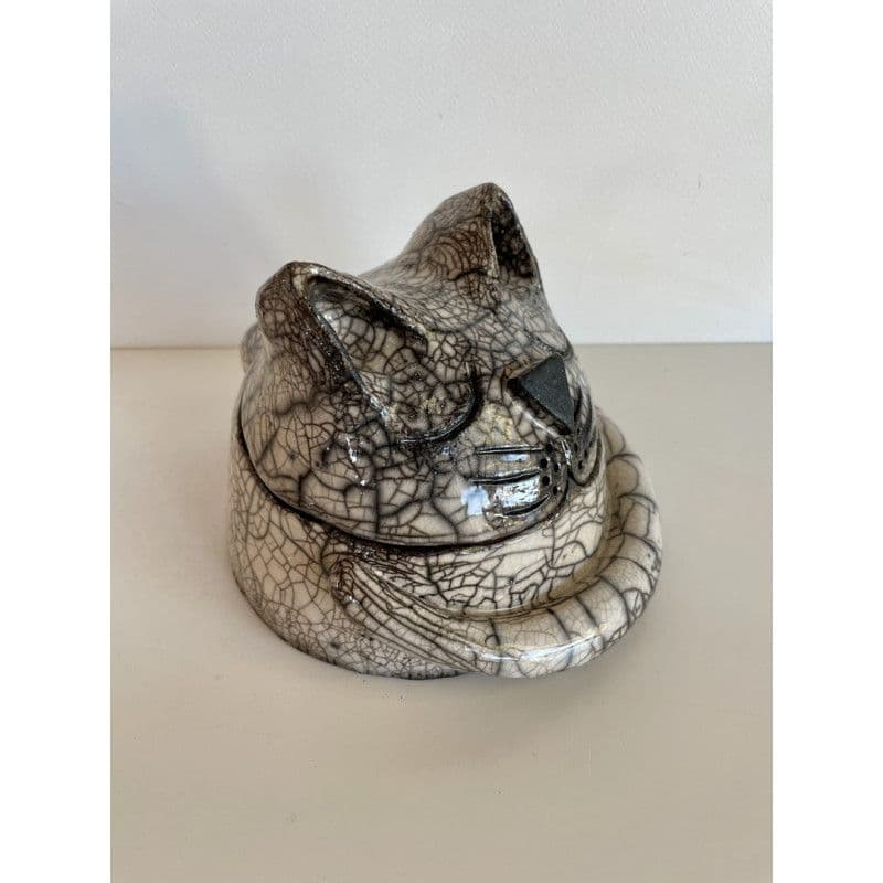 Boite céramique raku "chat dormeur" — 2