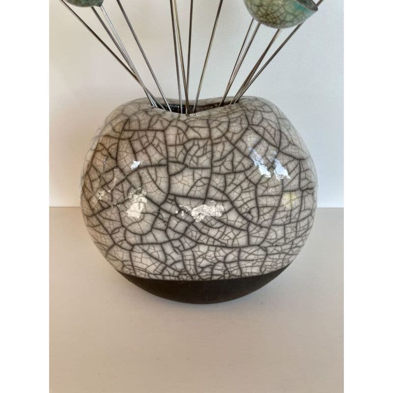 Vase Contemporain et ses Superbes Fleurs Céramique Raku — 8