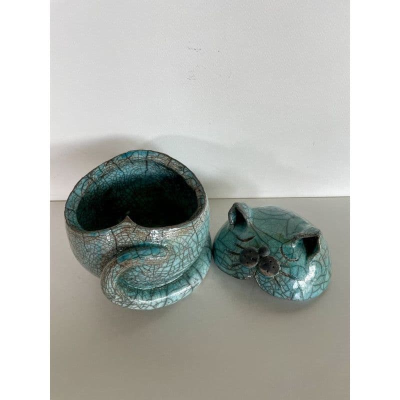 Boîte Chat Bleue Céramique Raku — 8