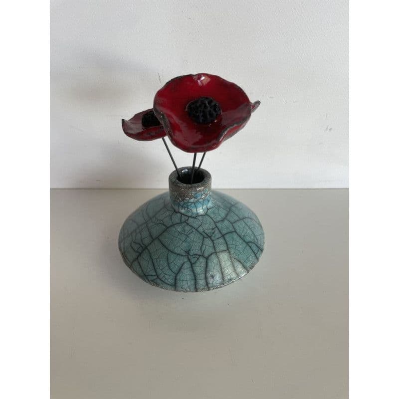 Vase "Zen" Céramique Raku Bleu/Turquoise — 3