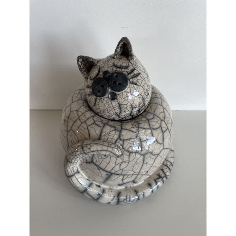 Grande Boîte Chat Céramique Raku — 2