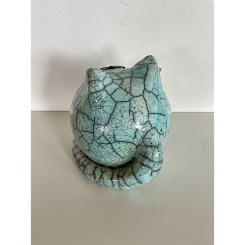 Chat "Cachou" Bleu Céramique Raku — 3