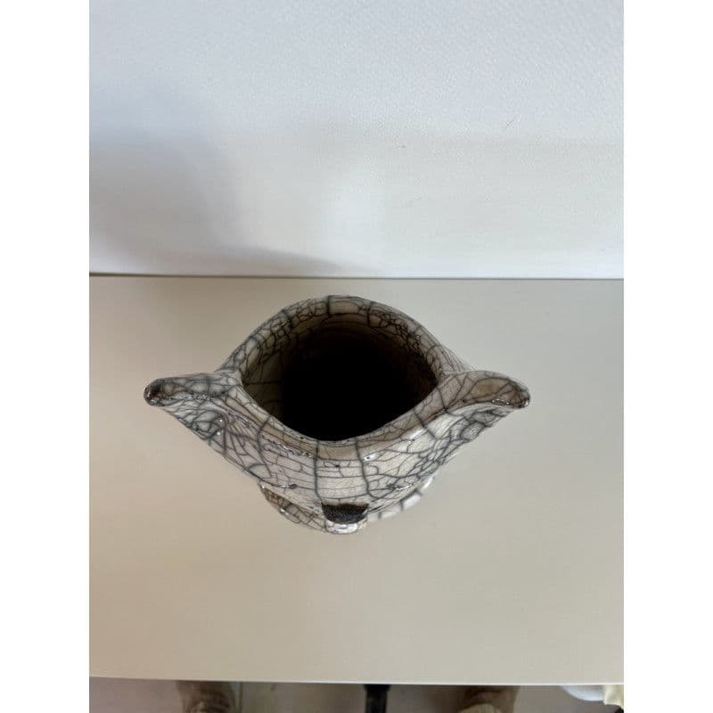 Vase Chat Céramique Raku Blanc — 6