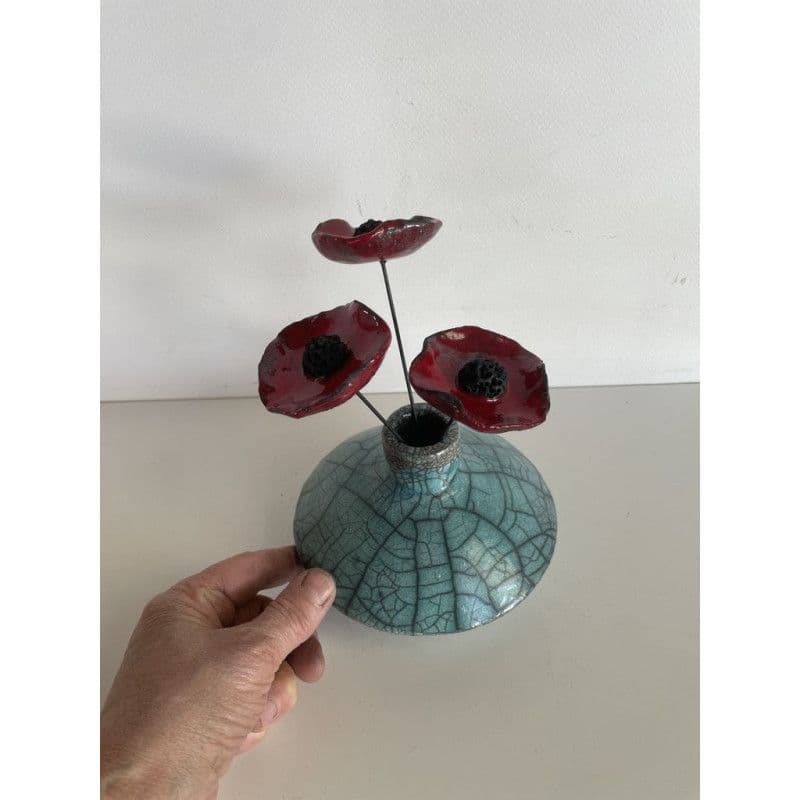 Vase "Zen" Céramique Raku Bleu/Turquoise — 6