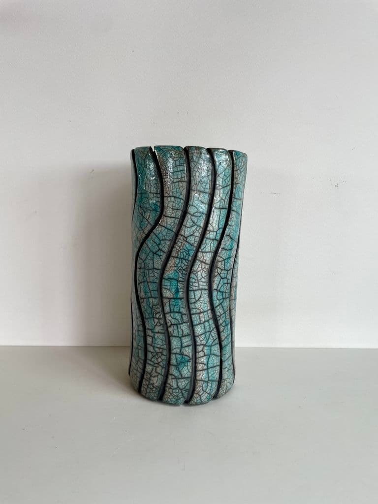 Superb Raku Ceramic Crocodile Vase