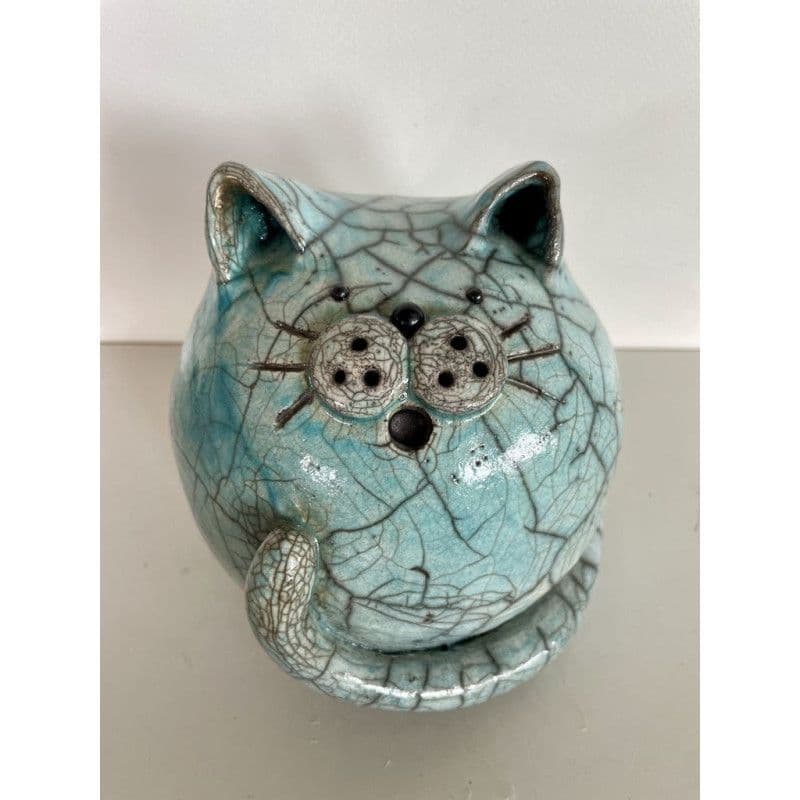Chat "Cachou" Bleu Céramique Raku — 6