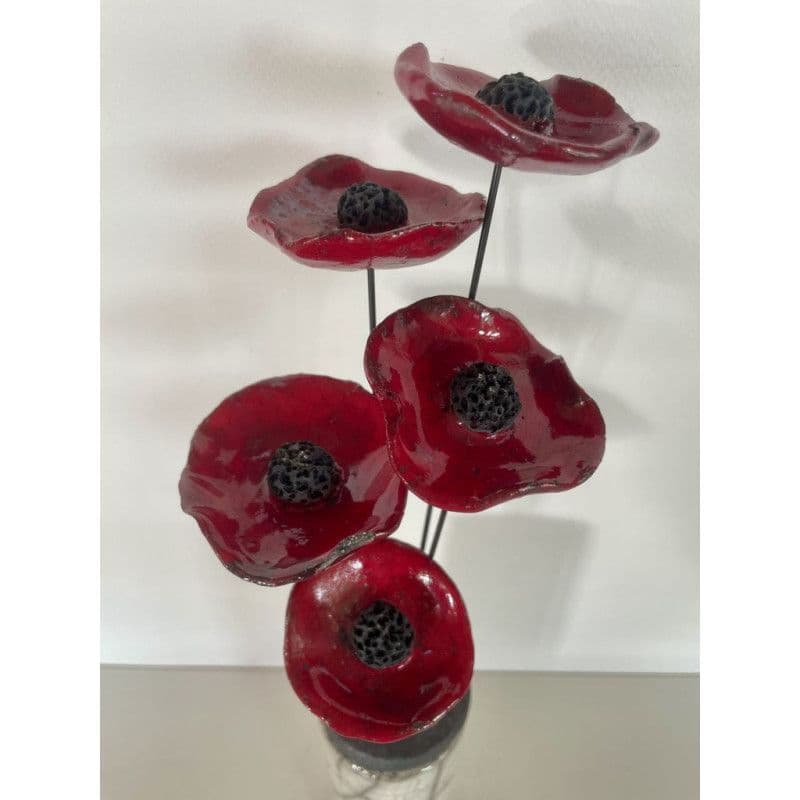 Soliflore et ses Coquelicots Céramique Raku