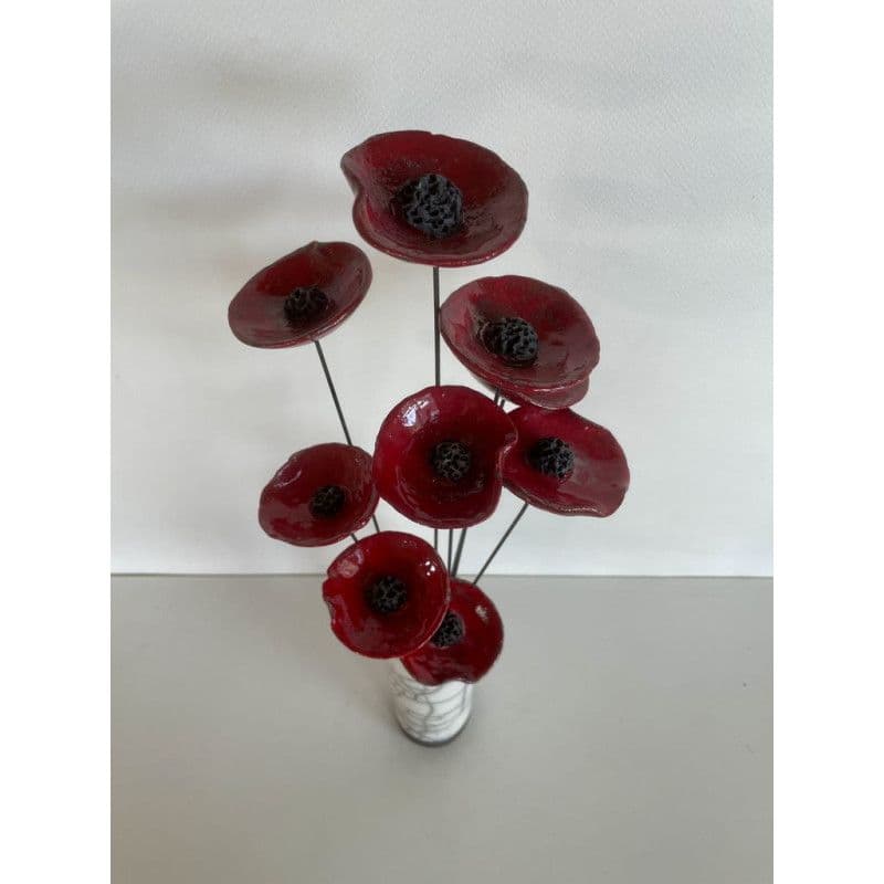 Vase Contemporain avec ses Fleurs Céramique Raku — 2