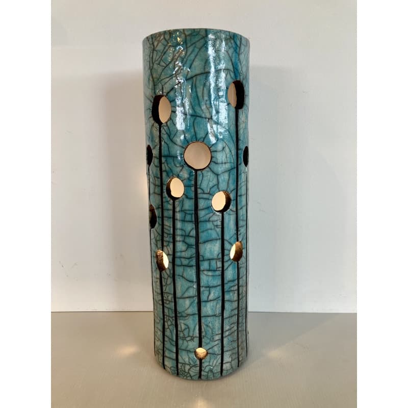 Lampe "Divine" en Céramique Raku Turquoise — 1