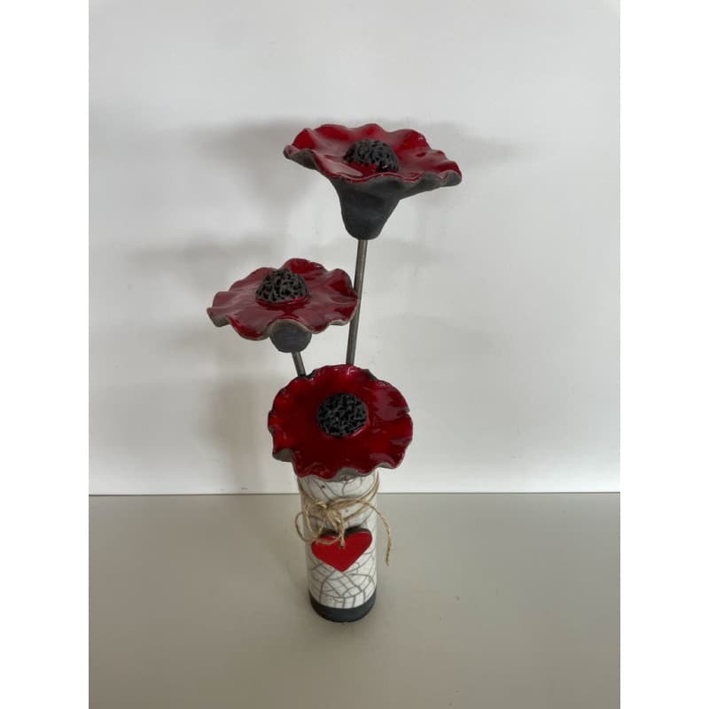 Soliflore et ses Coquelicots Céramique Raku — 1