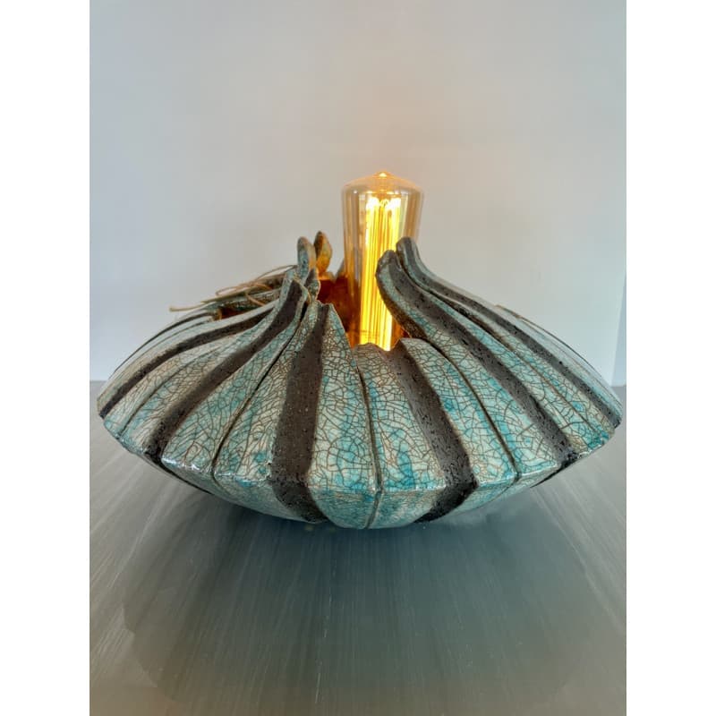 Lampe "Lunaire" Céramique Raku Bleu/Vert — 1