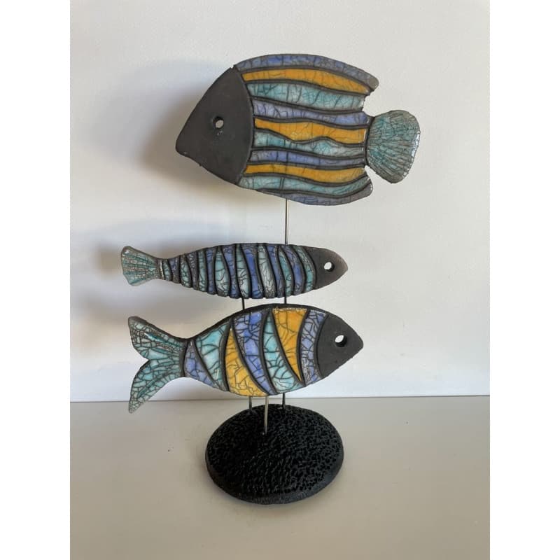 Banc de Poissons Colorés Céramique Raku — 1