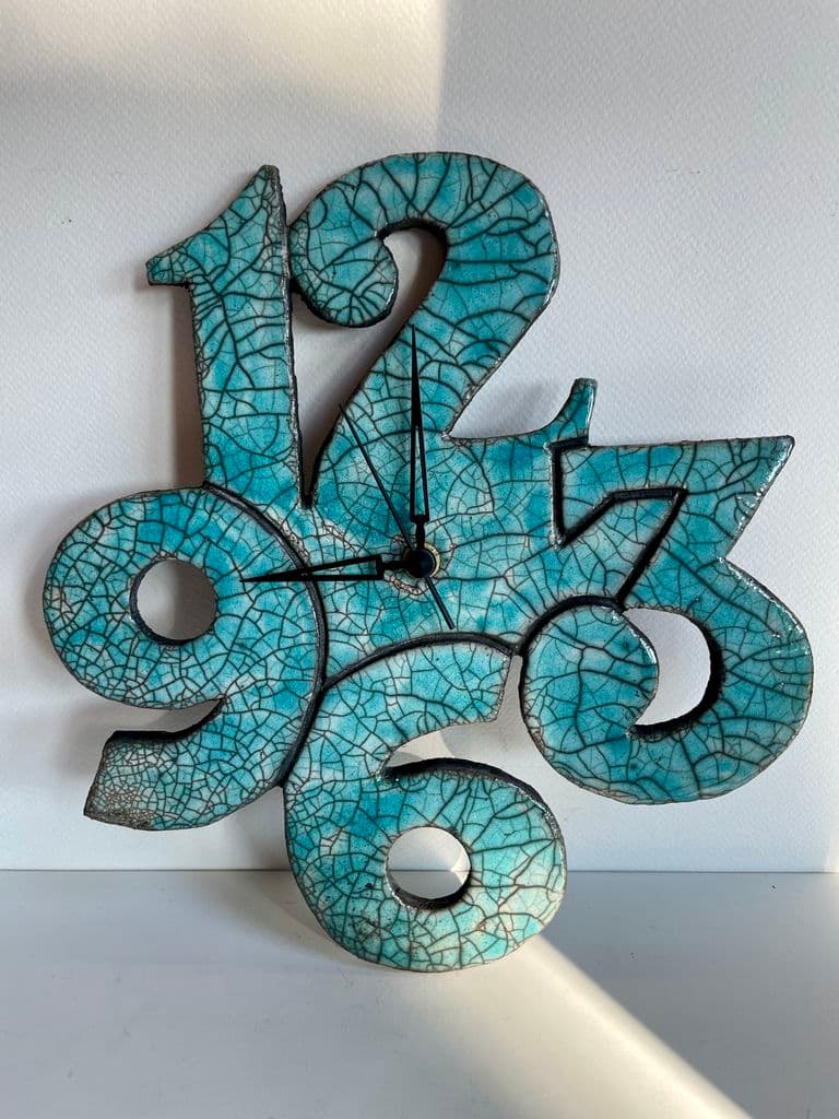 Pendule céramique raku bleu — 1