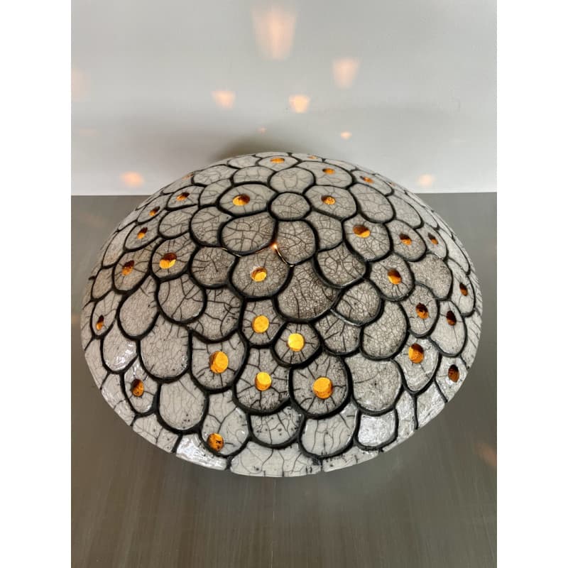 Lampe "Astre blanc" Céramique Raku — 1