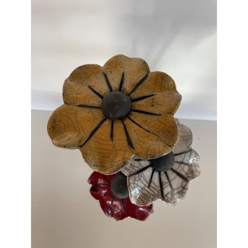 Vase Céramique Raku et ses 3 fleurs — 1