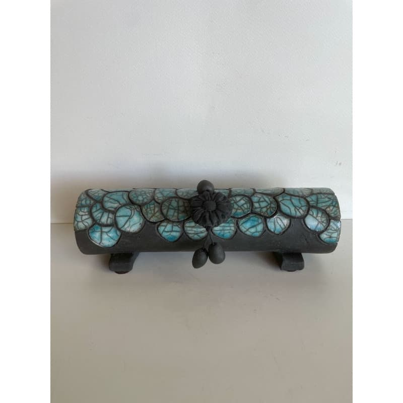 Boîte "Crocodile" Céramique Raku Turquoise — 1
