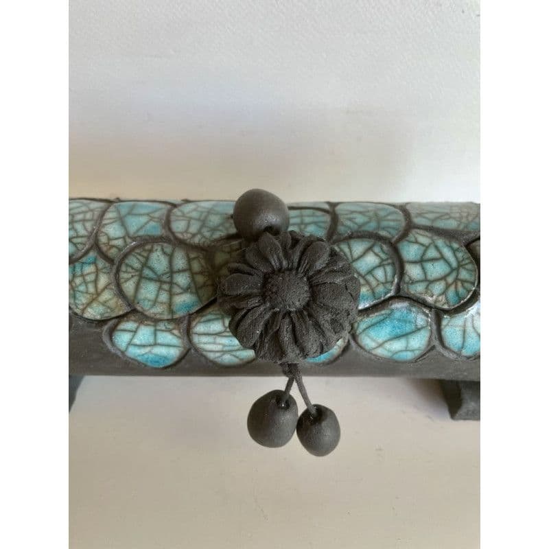 Boîte "Crocodile" Céramique Raku Turquoise — 8