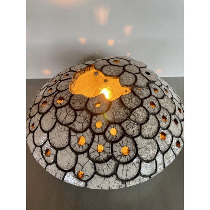 Lampe "Astre blanc" Céramique Raku — 2