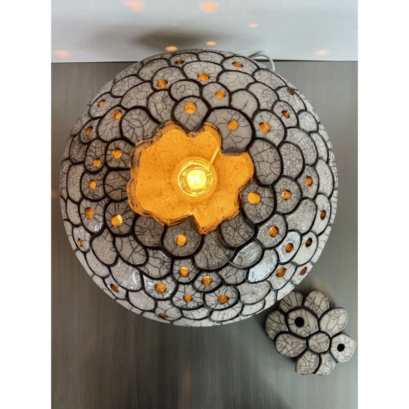 Lampe "Astre blanc" Céramique Raku — 3
