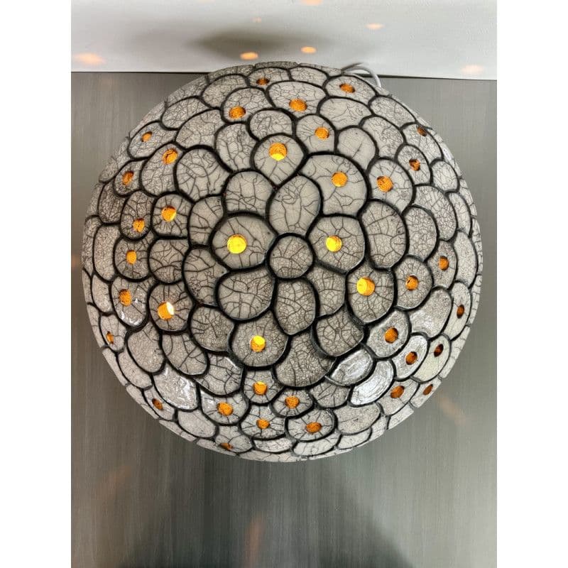 Lampe "Astre blanc" Céramique Raku — 4